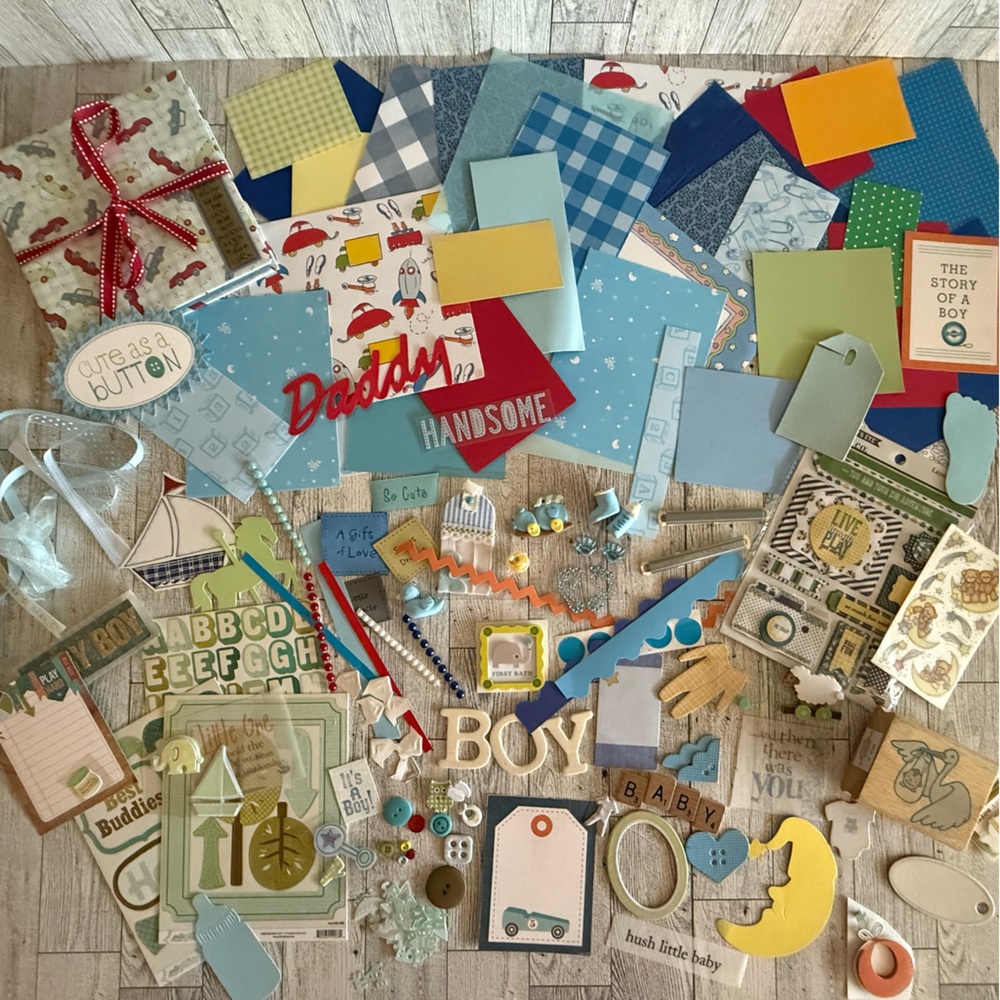 Baby Boy Junk Journal Ephemera/Scrapbooking Lot over 100 different items